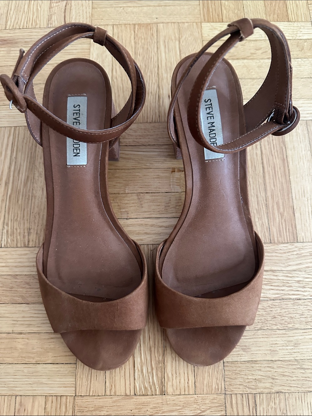 Steve Madden Brown Suede Ankle-Strap Sandals